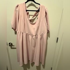 Hot Topic Pink Babydoll Dress with Puff Sleeves & Back Tie Bows – Size 3X